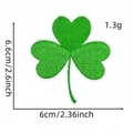 Detailed size view of green shamrock clover embroidered patch with dimensions and weight - Style 24 (Symmetric Shamrock)