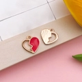 Golden heart alloy pendants with red enamel finish for DIY jewelry necklaces - 14x14mm-0.8g / Red Enamel Heart Texture