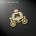 Golden pumpkin carriage brooch with colorful rhinestones and hollow details, 4.3cm x 4cm - Golden Pumpkin Carriage with Colorful Rhinestones