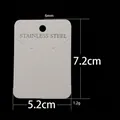 White rectangular earring card with leather texture and silver Stainless Steel text - Faux Leather For Stainless Steel (Style 12E2) / Medium