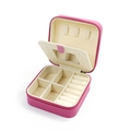 Portable rose red jewelry box with zipper closure and internal vanity mirror - Double Layer with Mirror-Rose Red