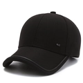 Classic black cotton baseball cap for men with NLS metal side logo for outdoor use - Adjustable / Black