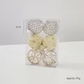 Set de 6 bolas de Navidad champagne de 6 cm con diseños brillantes y de purpurina - 6cm / Estilo Oro Blanco 6cm