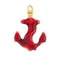 Golden anchor charm with deep red marble enamel, measuring 27mm height for jewelry making - Red Anchor