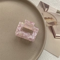 Pink purple square acetate hair claw clip with floral pattern on a display plate - Light Pink