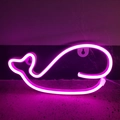 Pink whale-shaped LED neon wall sign for children's room and Christmas decoration - Whale Pink