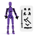 Purple and black 13-jointed articulated action figure with various weapon accessories - Purple (3 Gestures + 4 Weapons)