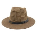 Cappello di paglia marrone stile cowboy con cinturino in pelle e stella per il sole estivo - M (56-58cm) / Caffè Chiaro