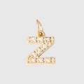 Golden letter Z pendant with clear cubic zirconia pavé stones on grey background - Letter Z(ZP39269) / Gold