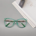 Chic cat-eye glasses frame in transparent green TR material with gold spring metal legs - Transparent Green