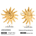 Detalles de pendientes de sol bañados en oro de 18k con diámetro de 2,5 cm y peso de 5,5 g - Estilo Forma de Sol (JDE0209003)