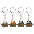 3D cartoon cat in box keychains set in white, orange, grey and black colors - Keychain / Take Me Away Cat