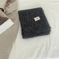 Soft wool-blend knitted scarf in dark grey with minimalist egg logo patch for winter - egg Series / Dark Gray