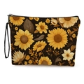 Tragbare florale Kosmetiktasche mit Sonnenblumenmuster und schwarzer Handschlaufe - Stil 3