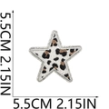 Detail view of 5.5cm leopard print star patch with silver glitter border and dimensions - Star Black White Leopard Print Silver Edge (18号)