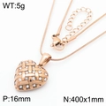Rose gold heart pendant necklace with woven diamond pattern and lobster clasp closure - Rose Gold Necklace (KN287669-KFC)