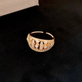 Vintage vergoldeter Kreuzring mit Pavé-Kristallen und verstellbarem offenem Ringband - Vintage Pave Offener Ring / Gold