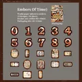Industrial retro boxed sticker set with rusted metal style numbers and vintage paper art - Time Embers