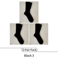 Three pairs of black mid-calf socks with vertical stripe hollow design and knit texture - 3 Pairs - Black