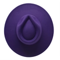 Top view of deep purple wool felt fedora with a teardrop crown and a wide flat brim - M (56-58cm) / Purple