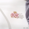 Pink floral mini hair claw with rhinestones and 3.8cm gold metal clip for styling - 22# Purple Double Plum Blossom Claw