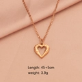 Rose gold stainless steel heart necklace with wings pendant, length 45+5cm and weight 3.9g - Rose Gold Small Hollow Heart Style (LT001MP696)