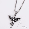 Vintage stainless steel flying dove pendant necklace with size and weight measurements - Spreading Wings Pigeon Style (AML01155-8)