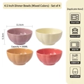 Set of four 4.5-inch pastel ceramic bowls with shell textures in mixed colors - Set of 4 / Multicolor