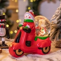 Weihnachtsschneemann auf rotem Motorrad Schneekugel mit Weihnachtsmann und Spieluhr - Motorrad Schneemann
