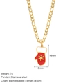 Golden stainless steel necklace featuring a festive red and white glove pendant - Glove (G5)