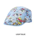 Berretto in denim azzurro con stampa floreale e fibbia in metallo regolabile retrò - Taglia unica(56-58cm) / Azzurro