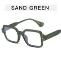 Square frame sunglasses in sand green matte finish with anti-blue light clear lenses - Sand Green Frame + Clear Lens