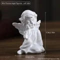 Miniature white resin praying angel sculpture, thoughtful pose, 7cm height decor - Mini Thinking Angel