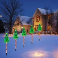 Outdoor solar Christmas tree lights with glowing red and white spiral stakes for lawn decor - Painted Christmas Tree