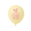 Palloncino di Pasqua da 12 pollici giallo chiaro con coniglietti rosa e uova - Giallo