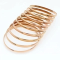 Polished rose gold stainless steel stackable thin bracelets set for women - Inner Diameter 55mm / Rose Gold (9 Rings)