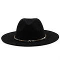 Detail of western cowboy hat featuring a black felt finish and ethnic beaded chain band - M (56-58cm) / Black