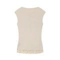 Top in maglia senza maniche beige da donna con elegante bordo a pieghe a strati - S / Top Albicocca