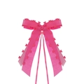 Hot pink organza wedding bow with 3D heart accents for car mirror and gift decor - Rose Red Organza Heart Style