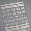 Holografischer Laser-Nagelaufkleber M-868 mit feinen Schleifen- und Spitzenmotiven - M-868 Flache Glasscherben Jelly Schleife