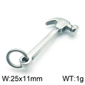 Silberner Edelstahl-Hammeranhänger mit Maßen von 25x11mm für die Schmuckherstellung - Stahlfarbener Hammer (KLJ5572-Z)