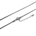 Verstelbare zilveren roestvrijstalen vierkante slangenketting met karabijnsluiting en tag - 55cm Lengte / Vierkante Slangenketting met Verlengstuk / 1.5mm