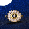 Gold-plated oval connector with clear zircons for making bracelets or necklaces - Gold Oval Center Zirconia (L0656-A)
