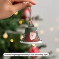 Dark green Christmas bell ornament with hand-painted Santa and rustic hemp rope hanger - Green Santa Bell