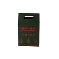 Dark green Christmas gift bag with knitted pixel style patterns and carry handle - 9.8*6*15.3cm / Green-Xmas Tree