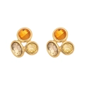 Elegant gold-plated geometric stud earrings with warm-toned orange and champagne crystals - 3# Coffee Yellow