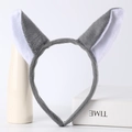Plush grey and white animal ear headband for cosplay props and costume accessories - Grey Wolf