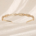 Elegant gold wheat leaf headband with sparkling rhinestones for bridal hair accessory - Gold