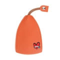 Orange bell-shaped faux leather key case cover with a heart-shaped LOVE patch - Heart-LOVE Orange