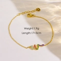 Gold double-layer snake chain bracelet with colorful zircons and lobster clasp - YTB240607-Snake Colorful Zircon